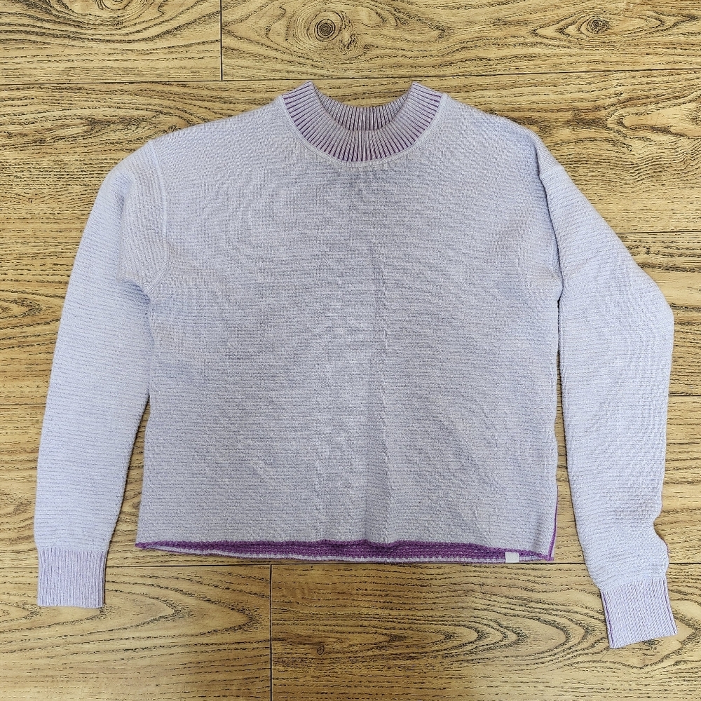 Lululemon Size 0/XS Double-Knit Crew Neck Sweater Wool blend Purple